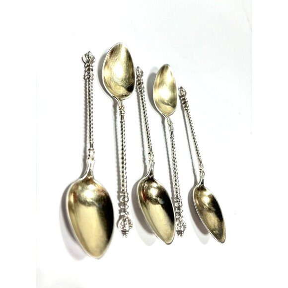 5 Spoons of V. Christensen Danish T800 Silver Spoons, 5pc Lot Antique - Picture 2 of 7